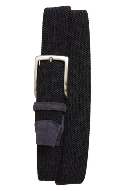 Shop Torino Woven Stretch Belt In Navy