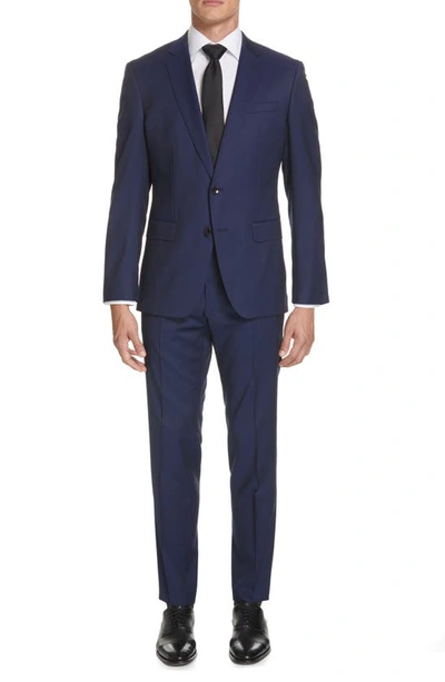 Shop Hugo Boss Genius Trim Fit Solid Wool Suit In Blue
