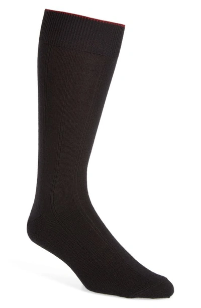 Shop Nordstrom Men's Shop Shop Rib Wool Blend Socks In Black