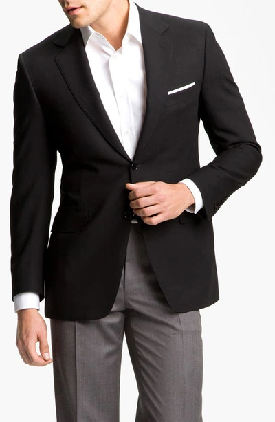 Shop Canali Classic Fit Solid Wool Blazer In Black