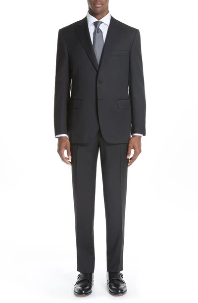 Shop Canali Classic Fit Wool Suit In Black