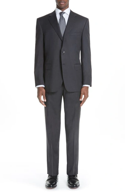 Shop Canali Classic Fit Wool Suit In Charcoal