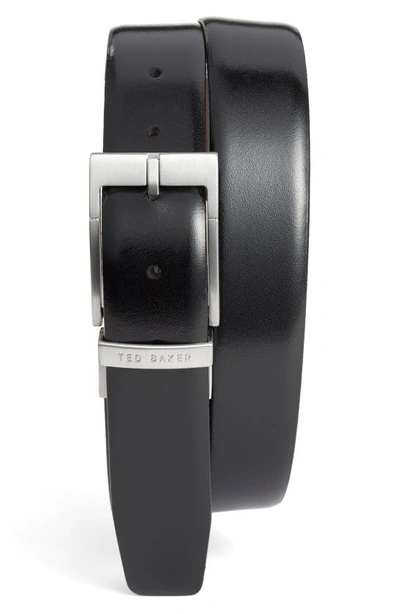 Shop Ted Baker Reversible Leather Belt In Black/ Dark Brown