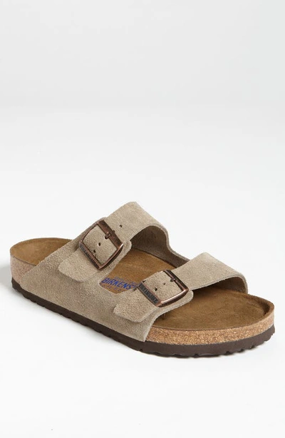 Shop Birkenstock Arizona Soft Slide Sandal In Taupe Suede