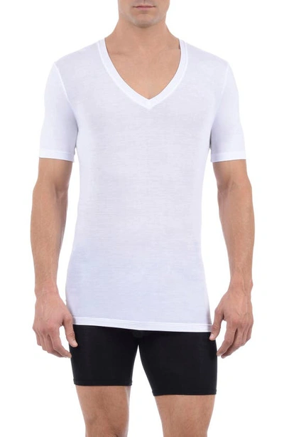 Shop Tommy John Cool Cotton Deep V-neck Undershirt In White