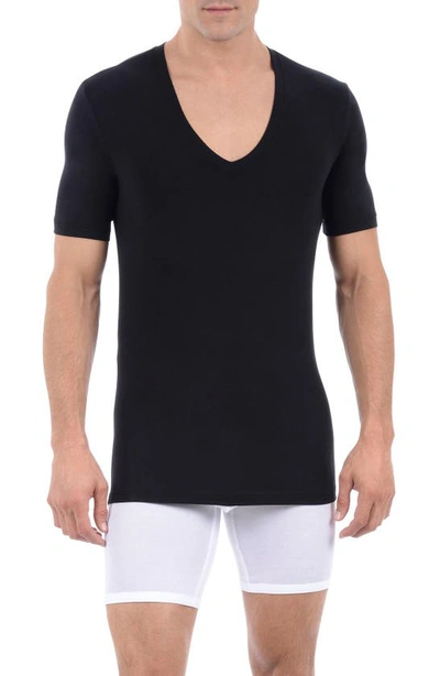 Shop Tommy John Cool Cotton Deep V-neck Undershirt In Black
