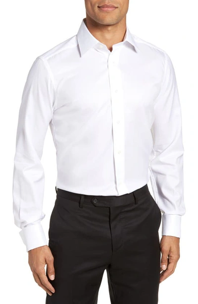 Shop David Donahue Trim Fit Solid French Cuff Tuxedo Shirt In White