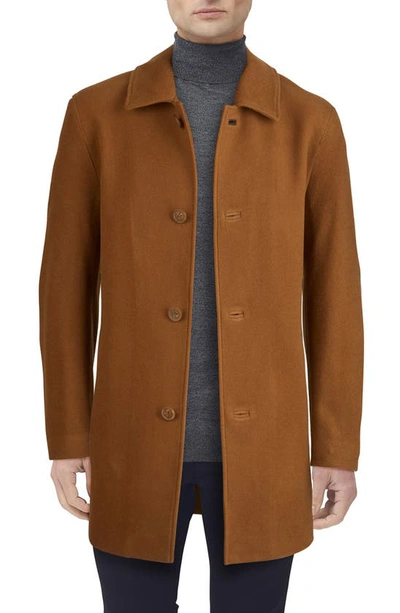 Shop Cole Haan Wool Blend Overcoat In Camel