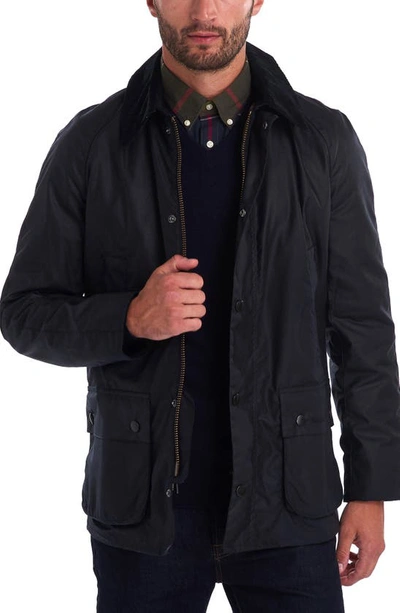 Shop Barbour Ashby Waxed Cotton Jacket In Navy