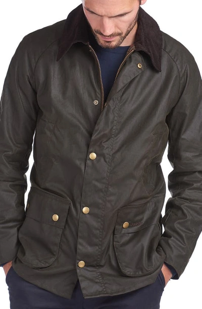 Shop Barbour Ashby Waxed Cotton Jacket In Olive