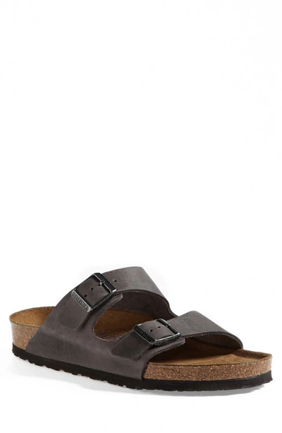 Shop Birkenstock Arizona Soft Slide Sandal In Iron
