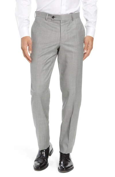 Shop Ted Baker Jefferson Flat Front Wool Dress Pants In Light Grey