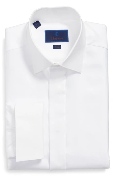 Shop David Donahue Trim Fit French Cuff Tuxedo Shirt In White