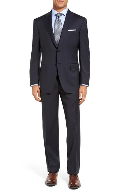 Shop Canali Classic Fit Wool Suit In Navy