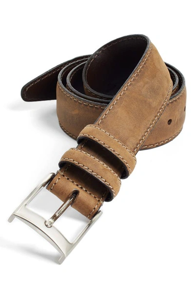 Shop Johnston & Murphy Leather Belt In Brown