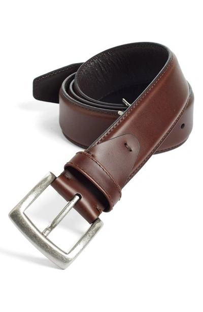 Johnston & Murphy Calfskin Belt In Dark Brown