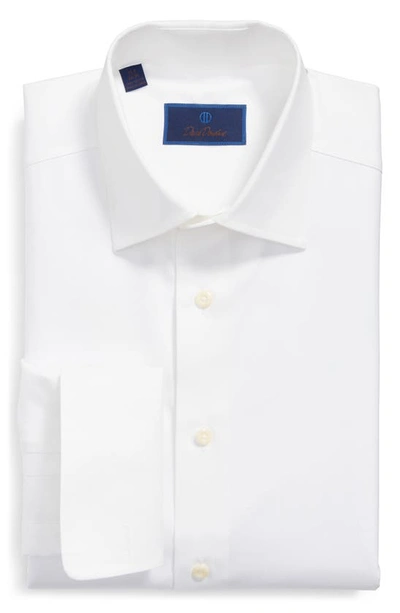 Shop David Donahue Regular Fit Micro Bird's Eye French Cuff Dress Shirt In White