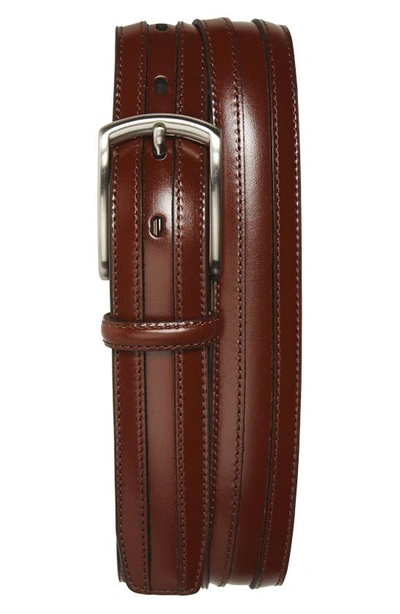 Shop Johnston & Murphy Calfskin Belt In Chestnut