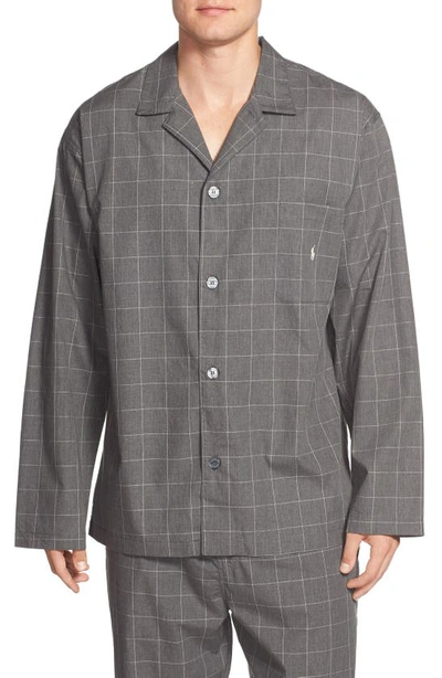 Shop Polo Ralph Lauren Woven Pajama Top In Charcoal
