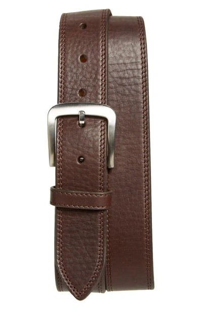 Shop Shinola Double Stitch Leather Belt In Deep Brown