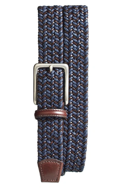 Shop Torino Woven & Leather Belt In Navy/ Brown