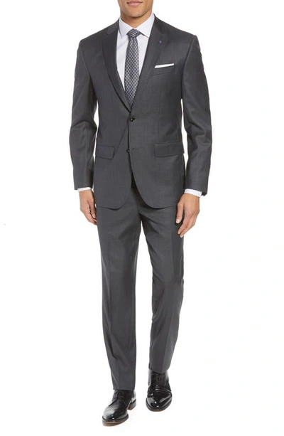 Shop Ted Baker Jay Trim Fit Solid Wool Suit In Charcoal