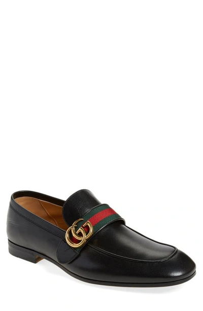 Shop Gucci Donnie Double G Loafer In Nero Leather
