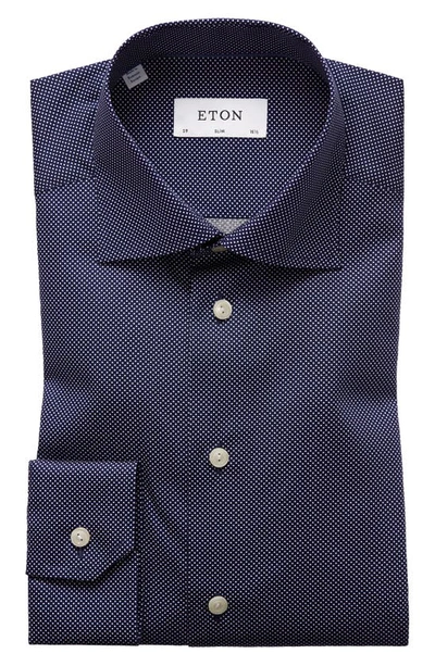 Shop Eton Slim Fit Dot Dress Shirt In Blue