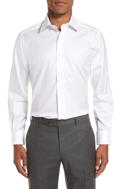 Shop David Donahue Trim Fit Superfine Twill Dress Shirt In White