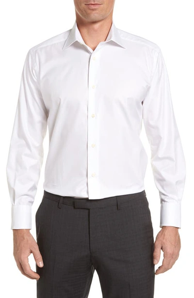 Shop David Donahue Regular Fit Superfine Twill Dress Shirt In White