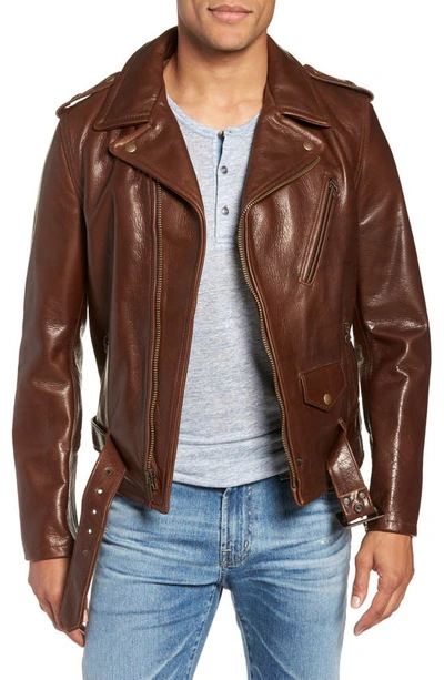 Shop Schott '50s Cowhide Leather Moto Jacket In Brown