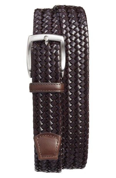 Shop Torino Woven Leather Belt In Brown