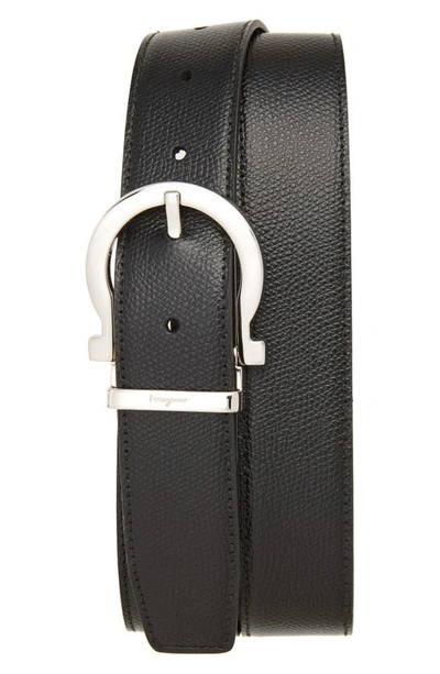 Shop Ferragamo Reversible Leather Belt In Black/ Hickory