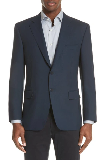 Shop Canali Classic Fit Water Resistant Navy Wool Blazer