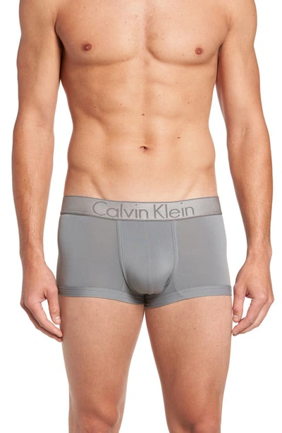 Shop Calvin Klein Customized Stretch Low Rise Trunks In Grey Sky