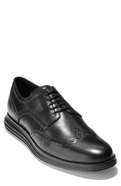 Shop Cole Haan Originalgrand Wingtip Derby In Black Leather/ Black