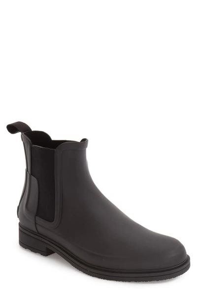 Shop Hunter Original Refined Waterproof Chelsea Boot In Black Rubber