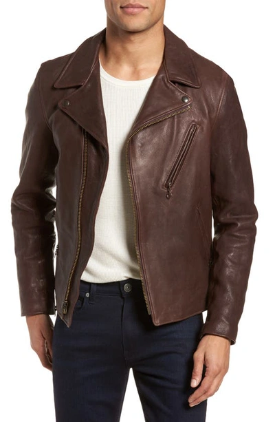 Shop Schott Leather Moto Jacket In Brown