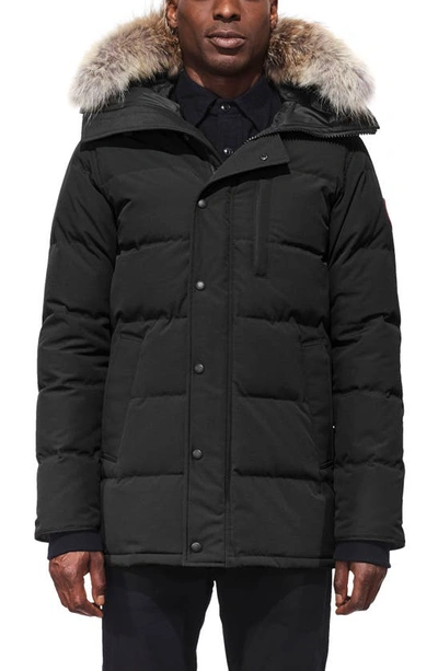 Shop Canada Goose 'carson' Slim Fit Hooded Parka With Genuine Coyote Fur Trim In Black