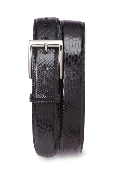 Shop Torino Lizard Leather Belt In Black Lizard