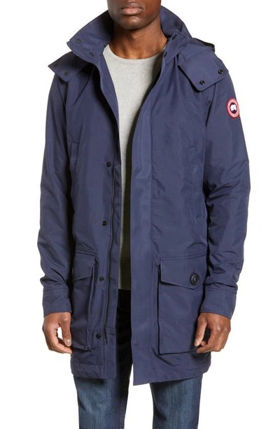 Shop Canada Goose Crew Trench Jacket With Removable Hood In Navy