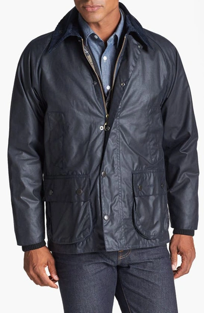 Shop Barbour Bedale Waxed Cotton Jacket In Navy