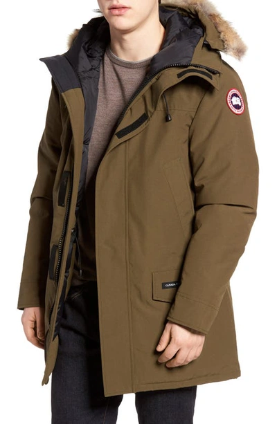 Shop Canada Goose Langford Slim Fit Down Parka With Genuine Coyote Fur Trim In Military Green