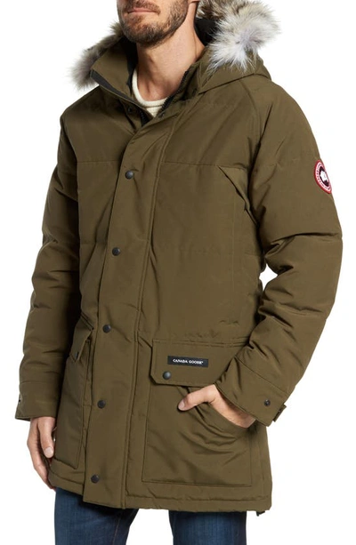 Shop Canada Goose Emory Slim Fit Genuine Coyote Fur Trim Parka In Military Green