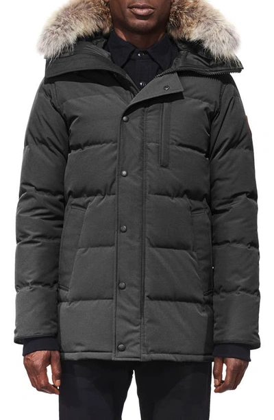 Shop Canada Goose 'carson' Slim Fit Hooded Parka With Genuine Coyote Fur Trim In Graphite