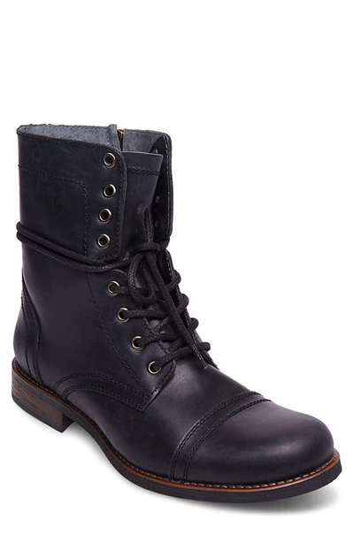 Shop Steve Madden Troopah-c Cap Toe Boot In Black Leather