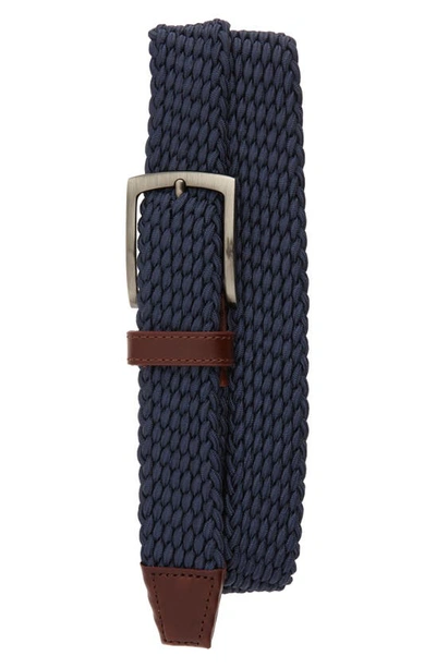 Shop Johnston & Murphy Stretch Knit Belt In Navy