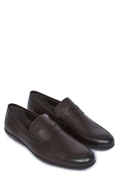 Shop Harrys Of London Downing Penny Loafer In Dark Brown Leather