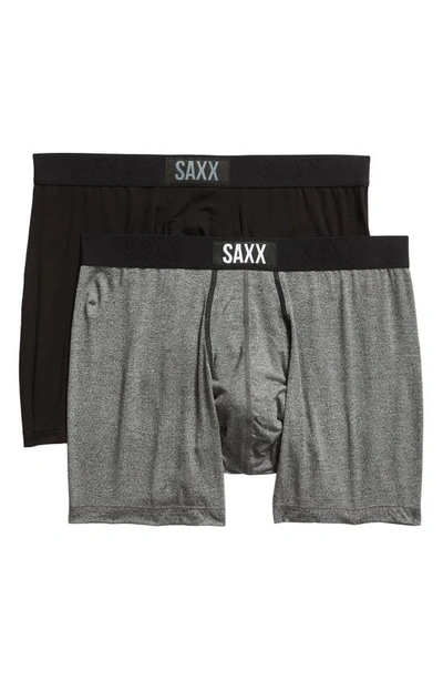 Shop Saxx Vibe Super Soft 2-pack Slim Fit Boxer Briefs In Black/ Grey