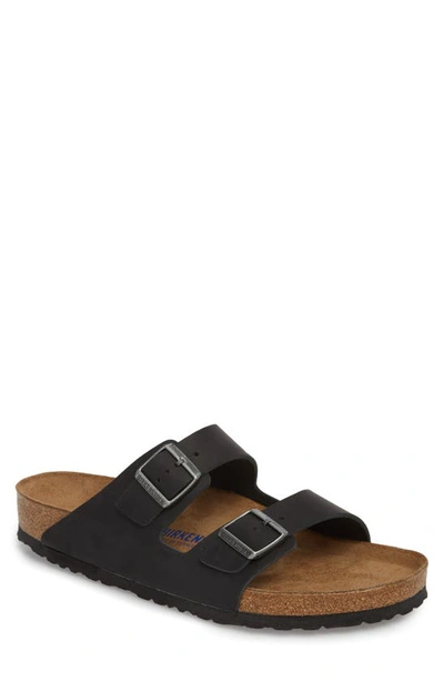 Shop Birkenstock Arizona Soft Slide Sandal In Black Oiled Suede